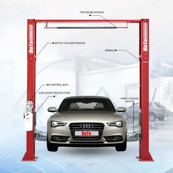 DaTo LJCC2140US Clear Floor Two Post Car Lift – 4 Ton Electro-Hydraulic Hoist - Image 4