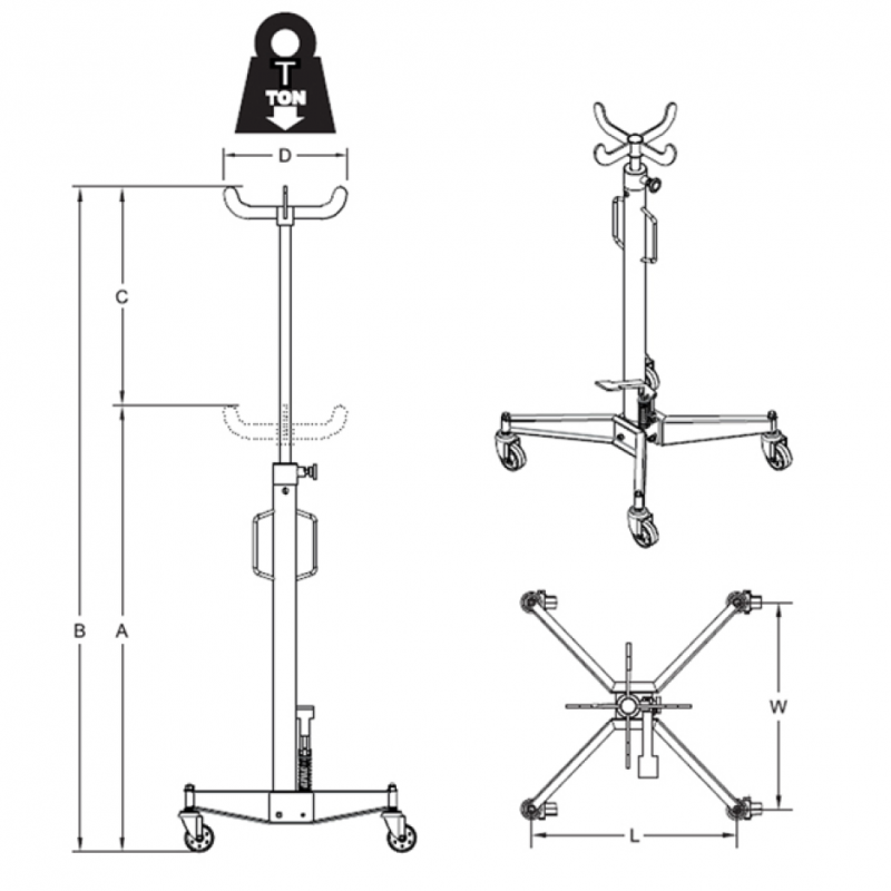 TRANSMISSION JACK WITH MANUAL DESCEND LEVER 0.6T - LJTHL106