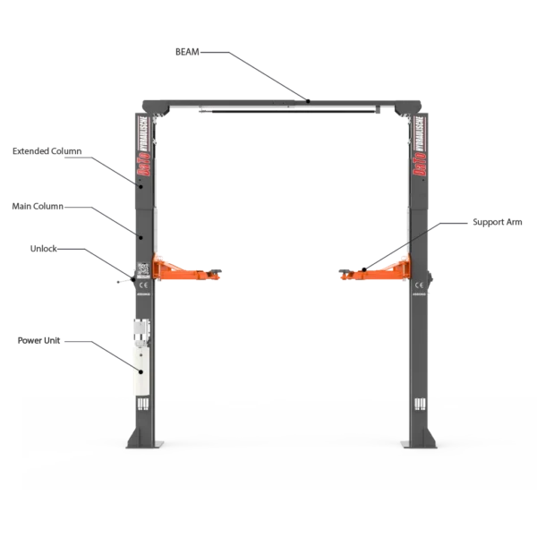DaTo LJCC2045S 4.5 Ton Two Post Clear Floor Lift – Professional Automotive Lift - Image 2